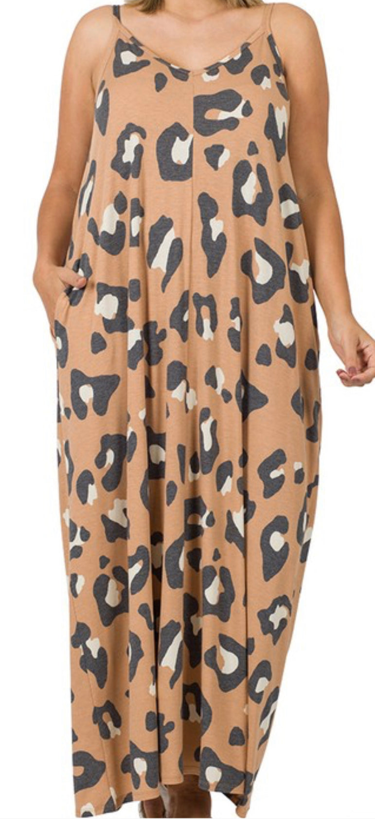 Leopard Maxi Dress with Pockets