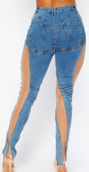 Denim See Through Jeans